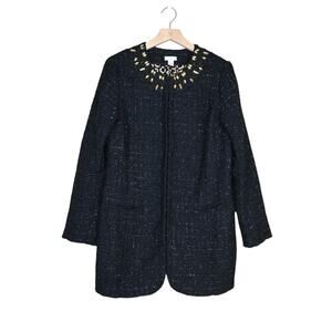 Chico's Womens M Chico's 1 Ani-Glam Shimmer Tweed Longline Blazer Jacket